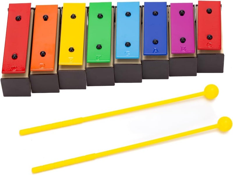 CELEMOON 8 Note Xylophone Glockenspiel with Case - Colorful Resonator Bells & 2 Mallets - Educational Musical Instrument for Beginners & All Ages - Image 3